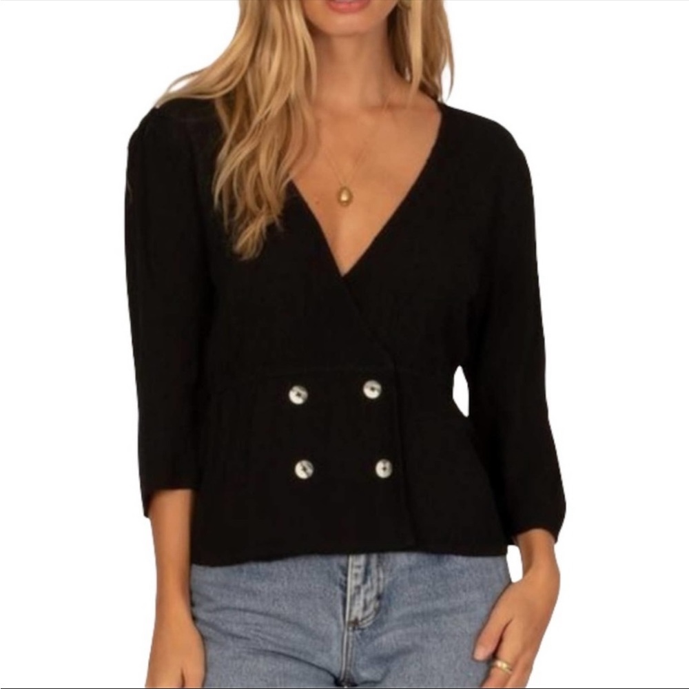 NWT Amuse Society Black Noemie Woven Top Size Medium